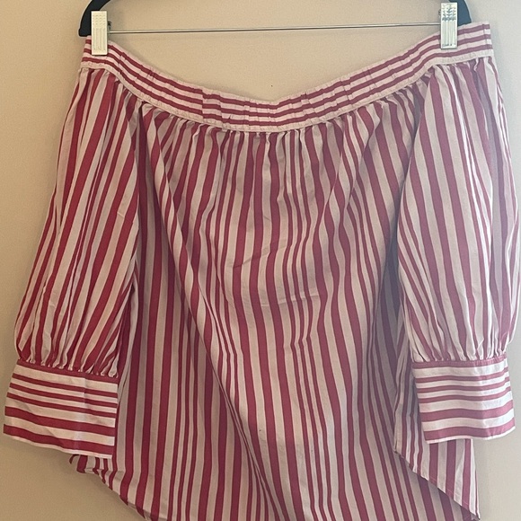 Red/white strip off shoulder top XL - Picture 4 of 5